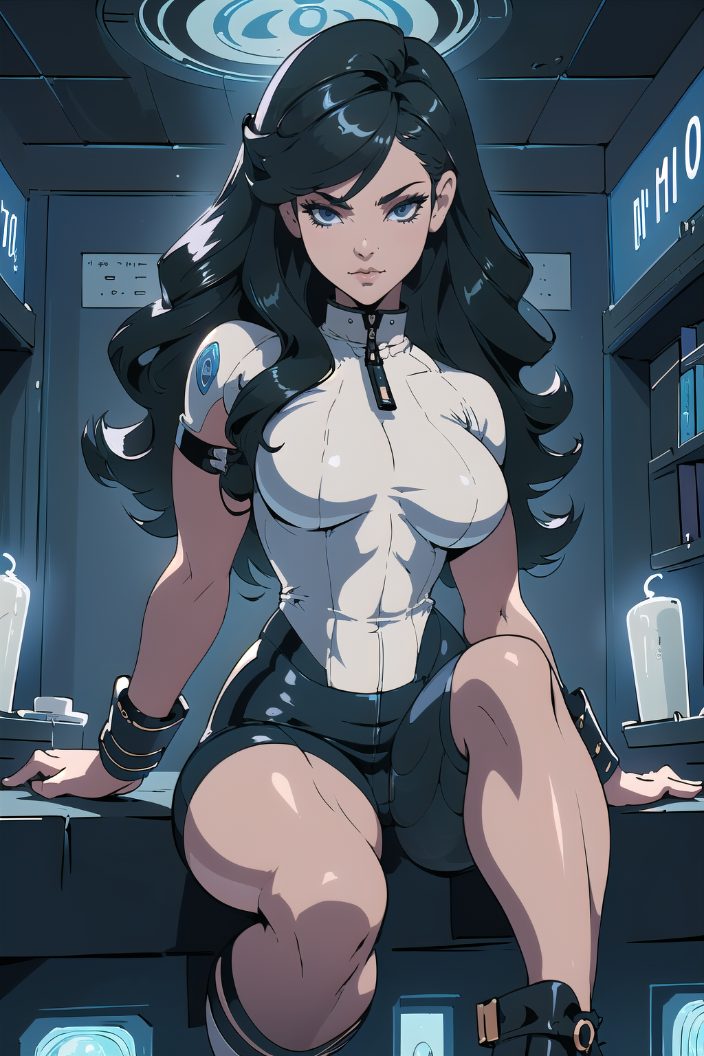 00123-3221269259-(masterpiece, best_quality, ultra-detailed, immaculate_1.3), epic, illustration, 1girl, (exotic Biker_1.3) cute angel, full body.png